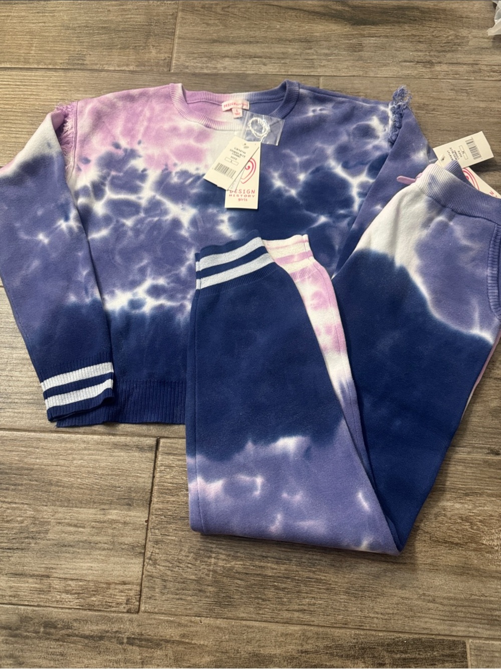 Design History Kids Tie-Dye Sweatshirt & Joggers - Purple, Pink, Navy